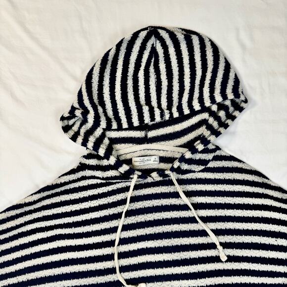 Abercrombie & Fitch Relaxed Striped Hoodie Navy White Women’s Medium Nautical - Picture 5 of 15